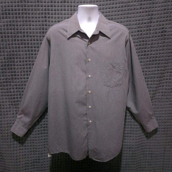 Button Long Sleeve Collared Shirt Mens 17-34/35 Gray EndonEnd Dress Work Cotton - Picture 1 of 14